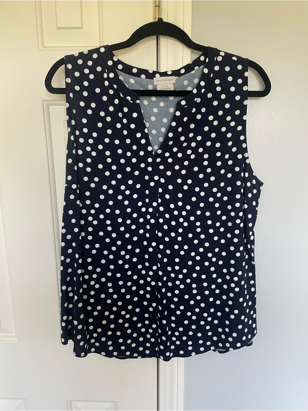 Van Heusen Navy and White Polka Dot Sleeveless Camisole